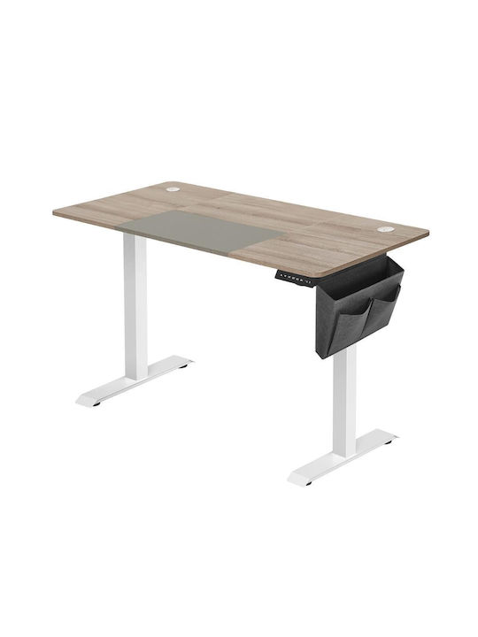 Electric Desk Wooden White with Metal Legs & Adjustable Height 140x60x72cm