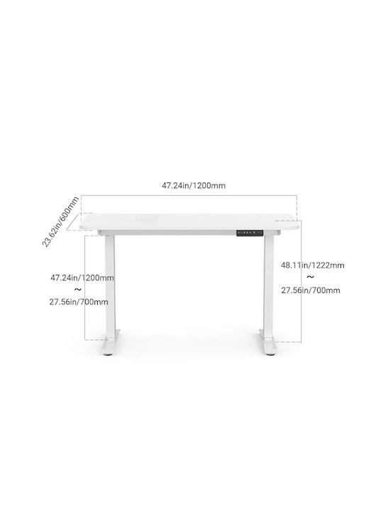 Γραφείο Walkingdesk Ξύλινο Λευκό με Μεταλλικά Πόδια & Ρυθμιζόμενο Ύψος 100x57x70εκ.