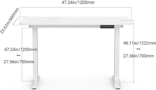 Γραφείο Walkingdesk Ξύλινο Λευκό με Μεταλλικά Πόδια & Ρυθμιζόμενο Ύψος 100x57x70εκ.