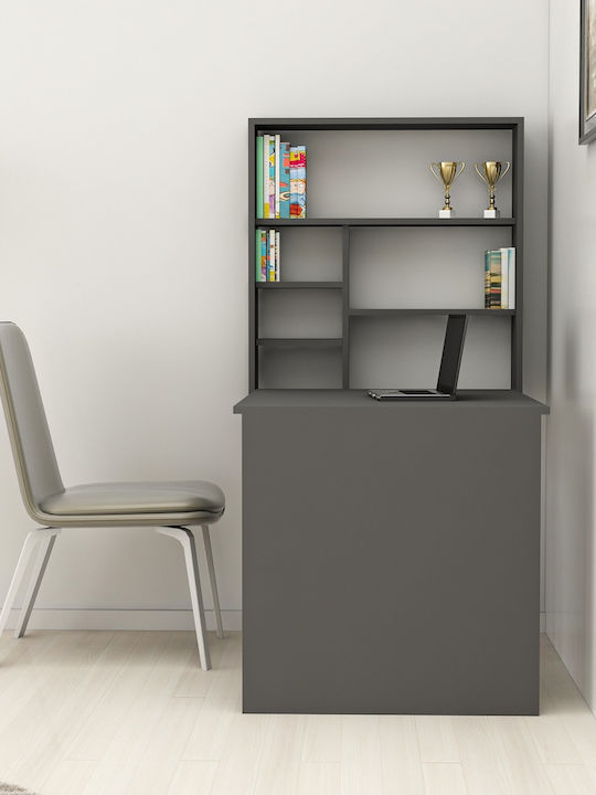 Corner Desk with Bookshelf Latina Charcoal 59x90x74cm