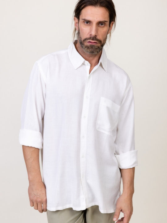 Natural Line Men's Shirt Long Sleeve White