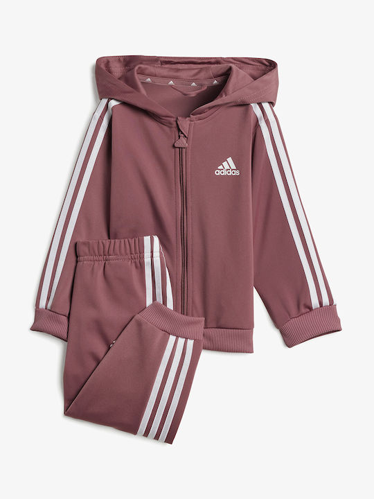 Adidas Παιδικό Σετ Φόρμας Ροζ Sportswear Essentials Shiny