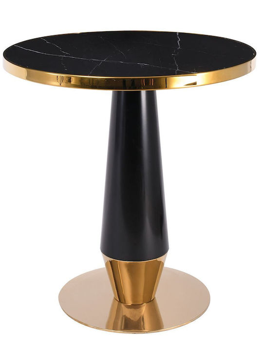 Table with Stone Surface Black-gold 70x70x73cm