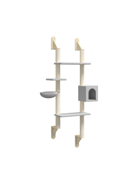 vidaXL Scratching Post Cat Trees Gray Wall Mounted 4 levels 79.5x35x180cm