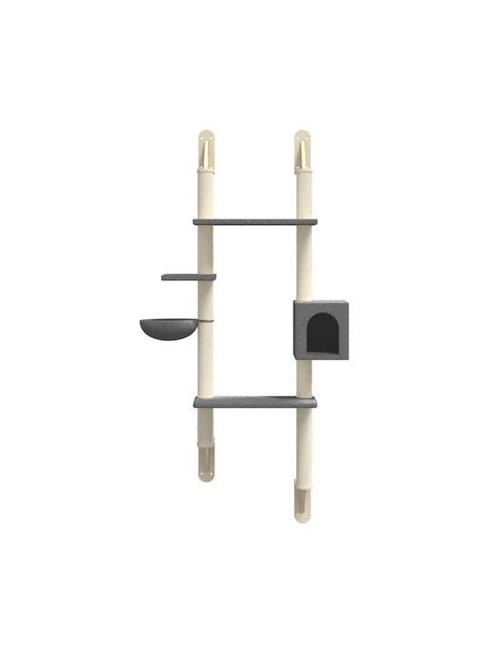 vidaXL Scratching Post Cat Trees Gray Wall Mounted 4 levels 79.5x35x180cm