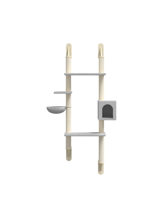 vidaXL Scratching Post Cat Trees Gray Wall Mounted 4 levels 79.5x35x180cm