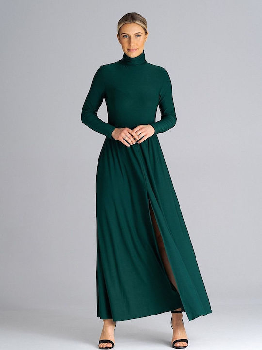 Figl Maxi Kleid Rollkragen Grün