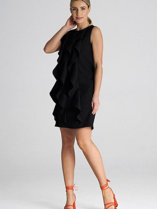 Figl Evening Dress with Ruffle Black