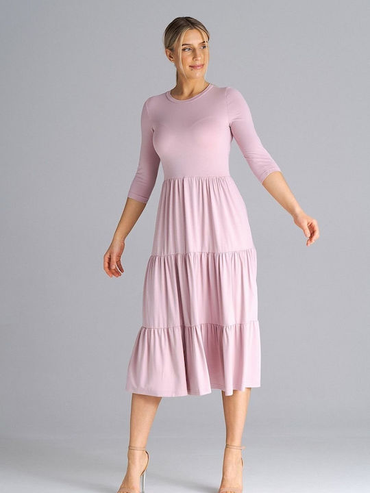 Figl Dress with Ruffle Pink