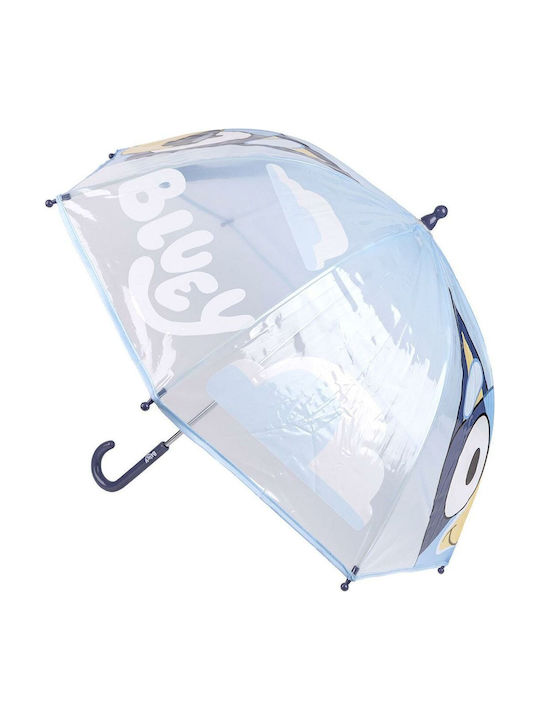 Educa Kinder Regenschirm Gebogener Handgriff Bluey Blau mit Durchmesser 45cm.