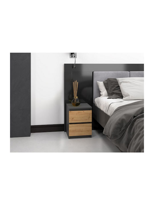 Bedside Table M2 Wooden Gray 30x40x40cm