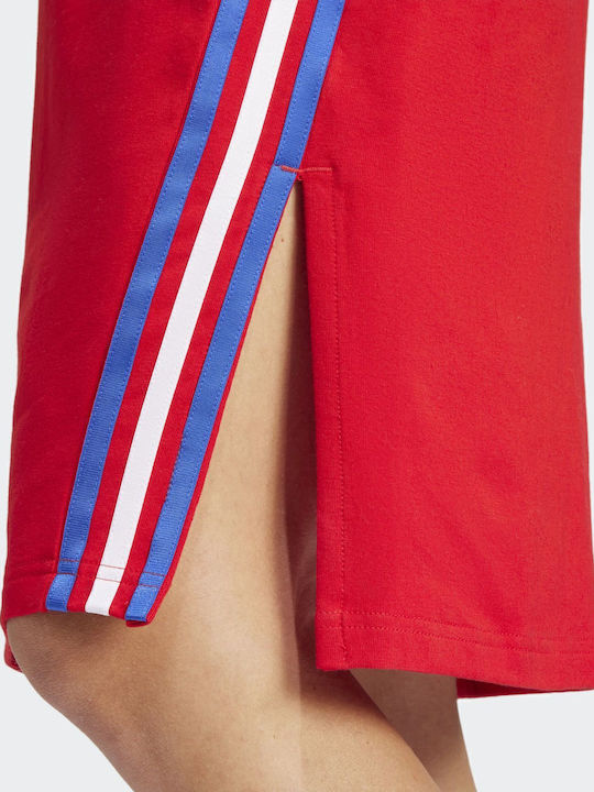 Summer Midi Dress with Tearing Red