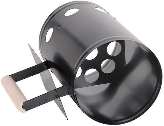 Charcoal Starter Container Metal Wooden Handle Black 27.5x17 Cm Aria Trade