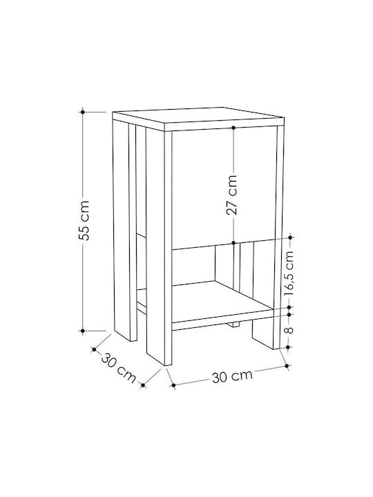 Комод Ema Дървен Кафяв 30x30x55см