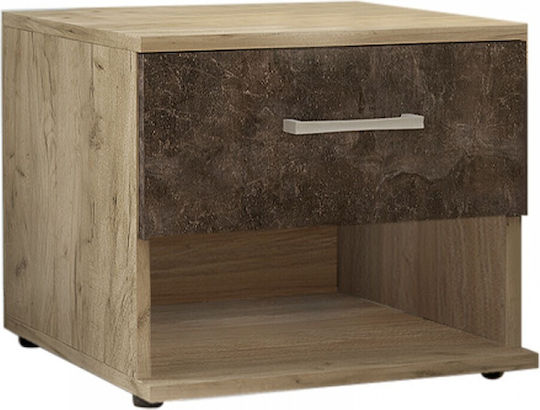 Ξύλινο Κομοδίνο Renato Γκρι Oak / Dark Atelier 44x35x43cm