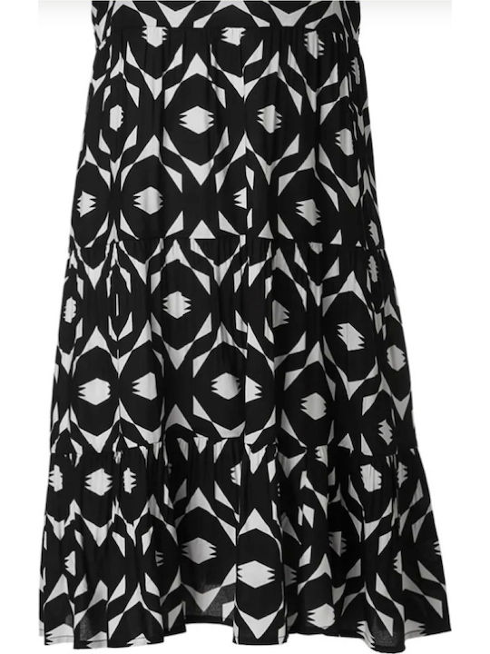 Midi Dress with Ruffle Black
