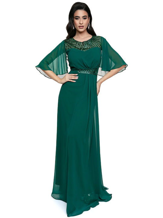 RichgirlBoudoir Summer Maxi Evening Dress with Lace Green