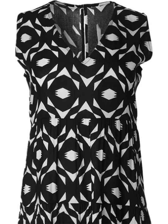 Midi Dress with Ruffle Black
