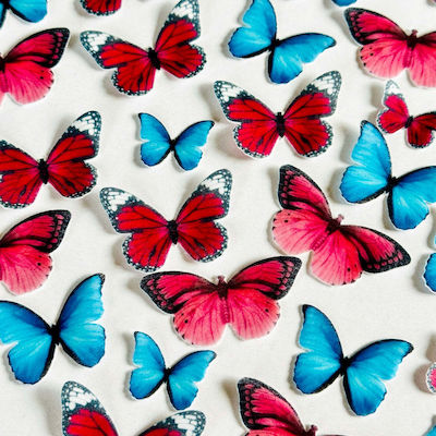 Edible Butterflies Red Pink Blue 35 Pieces