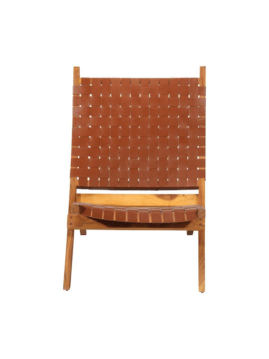 Armchair from Genuine Leather Coffee 55x67x79cm