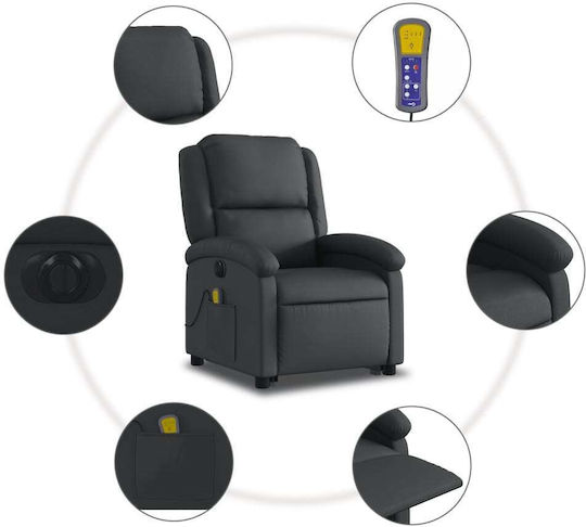Πολυθρόνα Relax Massage από Γνήσιο Δέρμα Μαύρο 71x86.5x99.5cm