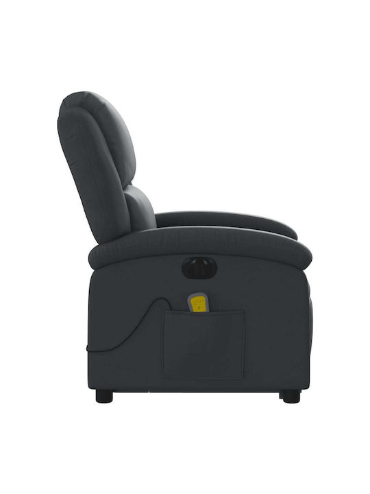Relaxsessel Friseurwaschbecken aus echtem Leder Black Velvet-Black Metal 71x86.5x99.5cm