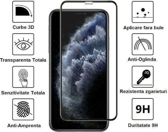 0.3mm Adeziv complet Full Face Tempered Glass Negru (Mi Note 10 Lite)