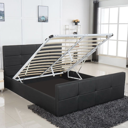 Anemone Bett Übergröße Mit Kunstleder bezogen Schwarz für Matratze 160x200cm