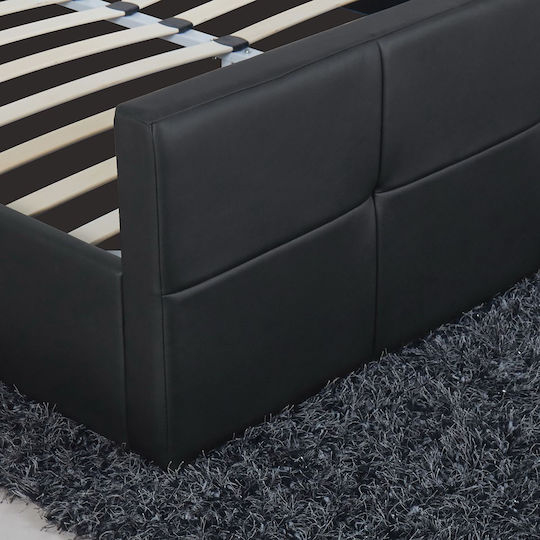 Anemone Bett Übergröße Mit Kunstleder bezogen Schwarz für Matratze 160x200cm