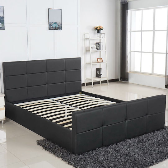 Anemone Bett Übergröße Mit Kunstleder bezogen Schwarz für Matratze 160x200cm