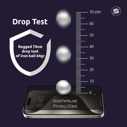 Sonique 3D 0.33mm Full Glue Privacy Full Face Tempered Glass Black (iPhone 14 Pro Max)
