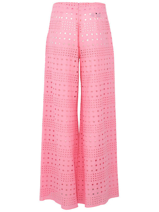 Damen Hochbund Stoff Capris Rosa