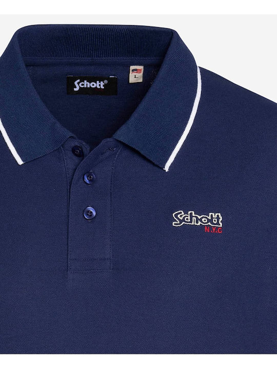 Schott Herren Kurzarmshirt Polo Navy