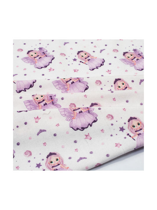 Dimcol Baby Sheet Crib Cotton Fitted White-Lilac 70x140cm