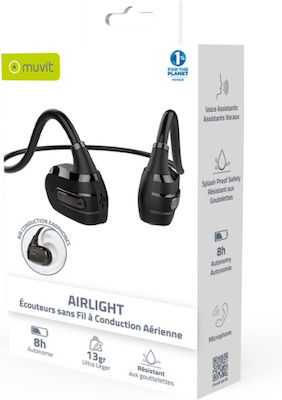 Muvit Airlight Air Conduction Bluetooth Handsfree Ακουστικά με Αντοχή στον Ιδρώτα Μαύρα