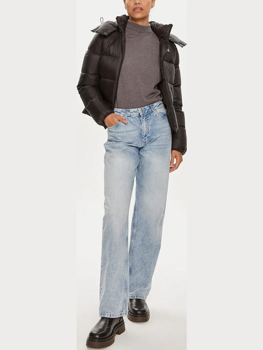 Women's Short Puffer Jacket for Winter Black