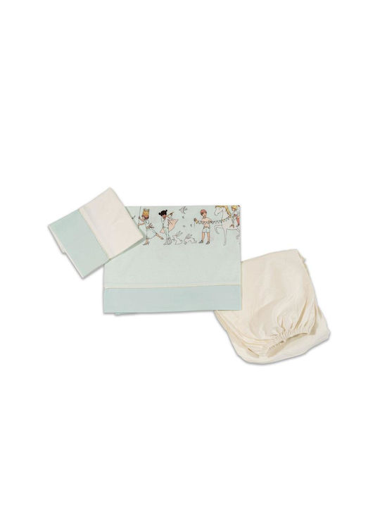 abo Fairytale Baby Sheets Set Crib Cotton Fitted Green 110x170cm 3pcs