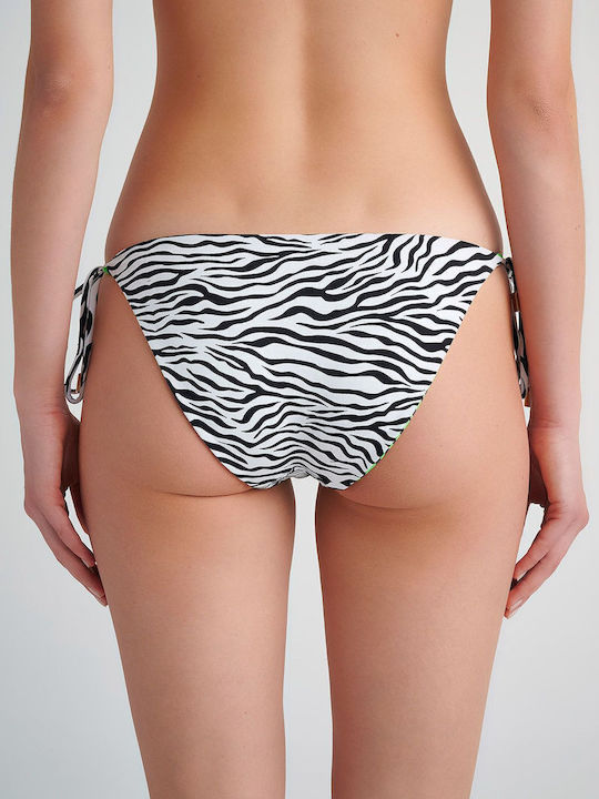 Bikini Slip με Κορδονάκια Λευκό/Πράσινο