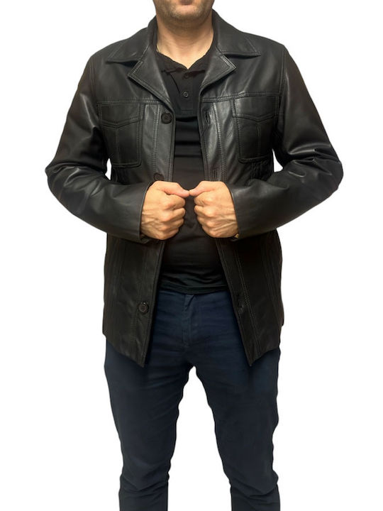 MARKOS LEATHER Herren Jacke Leder Schwarz