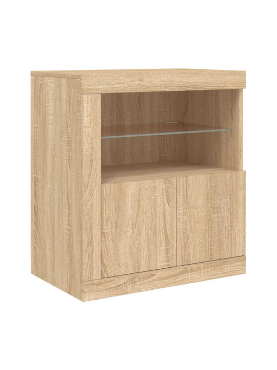 Living Room Display Cabinet made of Particle Board with Lighting Sonoma Oak 60.5x37x67cm