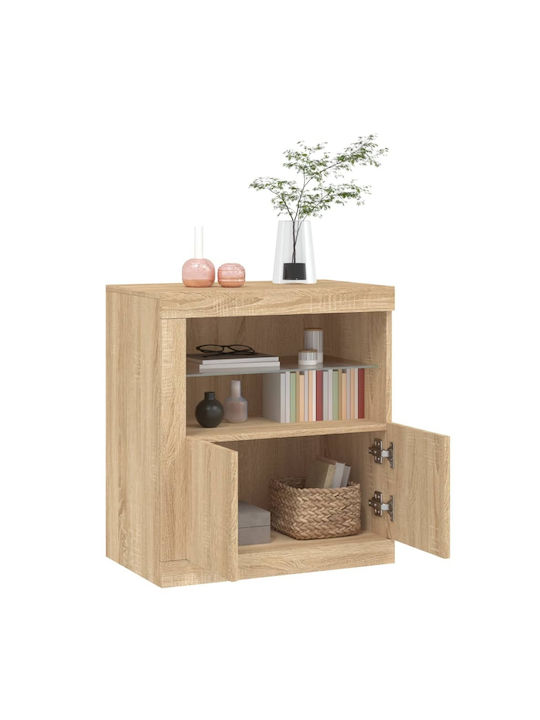 Living Room Display Cabinet made of Particle Board with Lighting Sonoma Oak 60.5x37x67cm