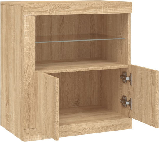 Living Room Display Cabinet made of Particle Board with Lighting Sonoma Oak 60.5x37x67cm