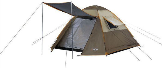 Inca Natura Αυτόματη Σκηνή Camping Igloo Καφέ με Διπλό Πανί 3 Εποχών για 4 Άτομα 210x210x150εκ.