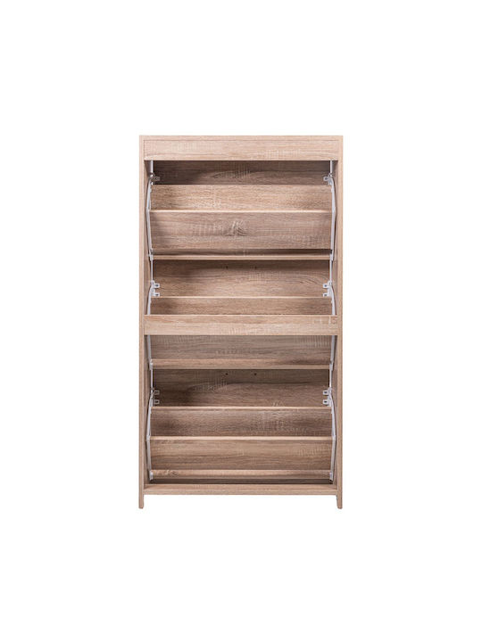 Ξύλινη Παπουτσοθήκη με 3 Ράφια Καφέ Μ63xΠ24xΥ115cm