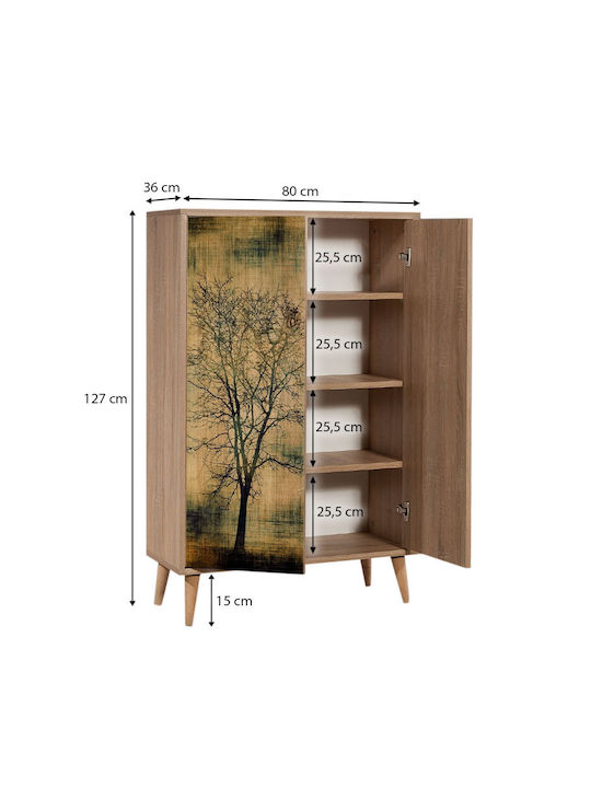 Soho Wooden Shoe Organizer with 4 Shelves Sonoma 80x36x127cm