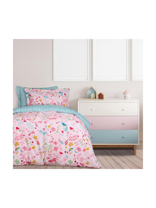 Das Home Bettwäsche-Set Einzel aus Baumwolle & Polyester Meda - Pink - Fuchsia 170x240cm 1Stück
