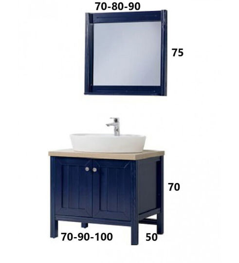 Mabo Orion 80 Blat cu Lavoar & Oglindă Blue