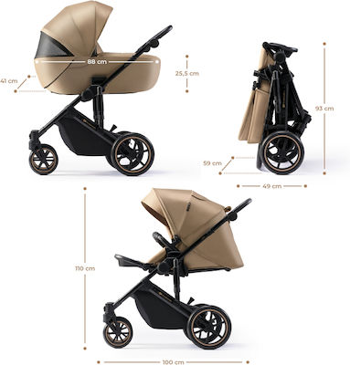 Kinderkraft Prime2 Verstellbar 3 in 1 Baby Kinderwagen Geeignet für Neugeborene Sandrose Beige 12kg