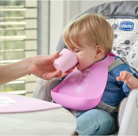 Chicco Αδιάβροχη Σαλιάρα Πλαστική με Τσέπη Ροζ για 6 m+