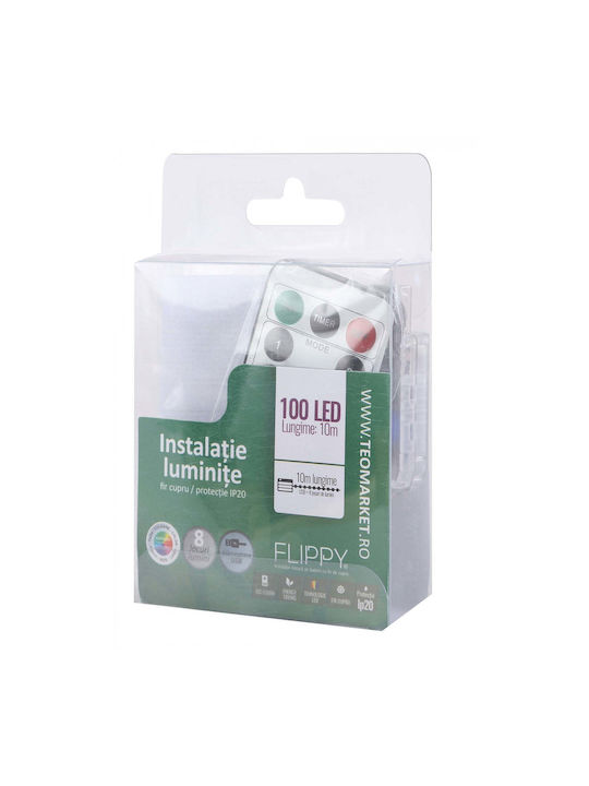 100 Lămpițe LED 10m. Multicolore USB tip Șir 1buc